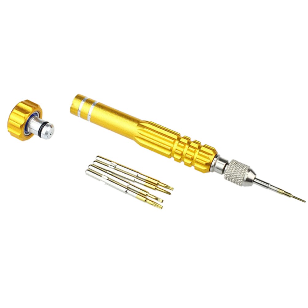 Juego de destornilladores QPtools 5 en 1 de aleación de aluminio de precisión para Iphone Samsung Galaxy, herramienta de desmontaje para reparación de teléfonos inteligentes: Gold