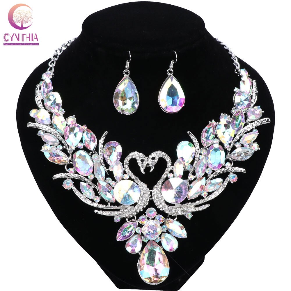 Nigeriaanse Sieraden Set Voor Vrouwen Paars Kwastje Oorbellen Ketting Set Banket Jurk Accessoire Bridal Indian Sieraden: 18