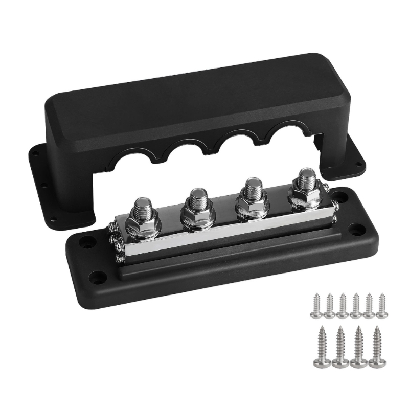 3/8 inch 4 Post 600A Bus Bar Batterij Terminals Stroomverdeling Marine Automotive Boot Solar Bedrading Bus Bar: Black