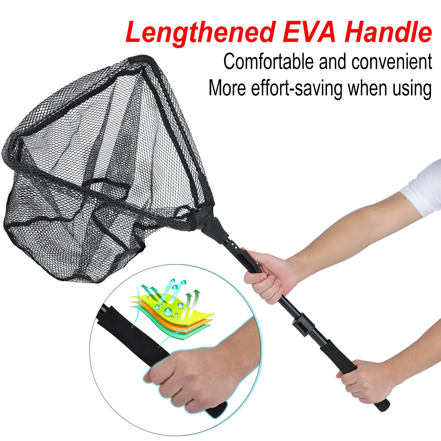 Sougayilang 65-112cm Telescoping Retractable Fishing Net Foldable Landing Net Pole Folding Landing Net for Fly Fishing Tackle