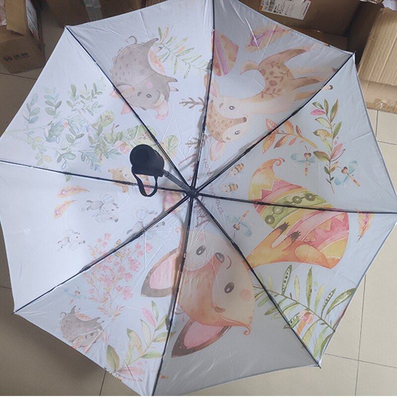 Børn paraply til piger drenge søde tegneserie børn paraply automatisk paraply regn kvindens oli maleri paraguas