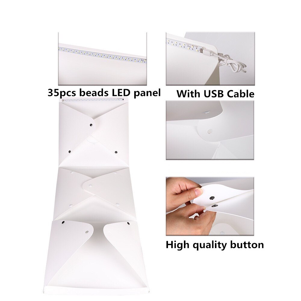 Tabletop 40*40cm Led Light Mini Photo Box Shooting Light Box Softbox Tent Lightbox Soft Box Accessories Lightbox
