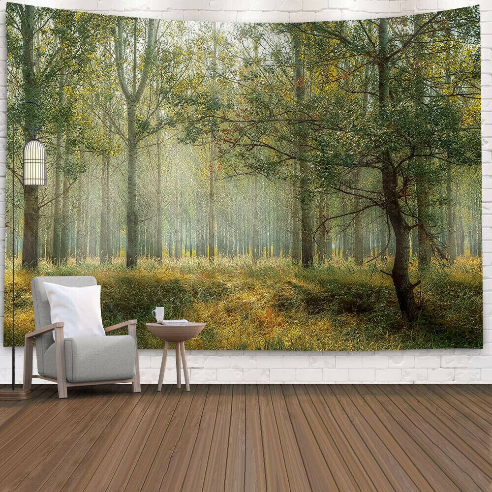 Tapiz de Río y bosque, colcha colgante de pared, colcha Hippie gitana, funda decorativa para el hogar: 6