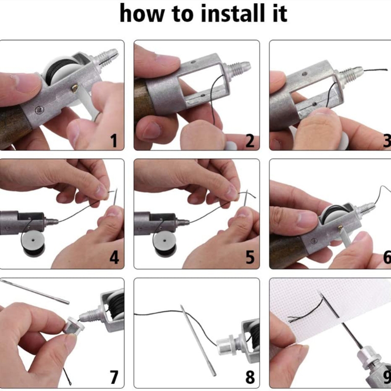 Diy Handmade Leather Tool Leather Hand-stitching Tool Lock Stitching Sewing Awl Leather Hand Stitcher Thread Needles Kit