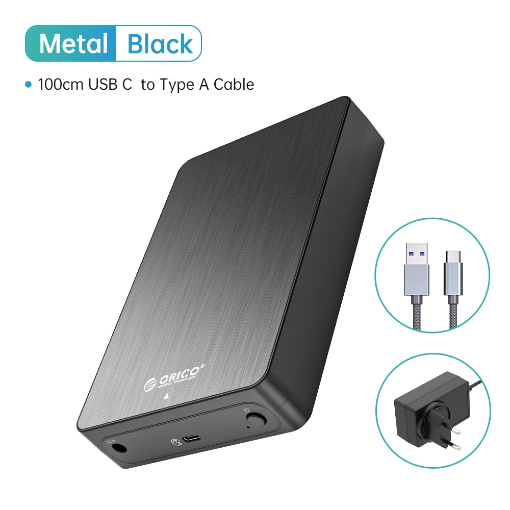Orico Hdd Case 3.5 "Harde Schijf Behuizing Usb Type C Sata 6Gbps Voor Ssd Hdd Externe Harde Schijf Case Ondersteuning Uasp 18Tb: Goud