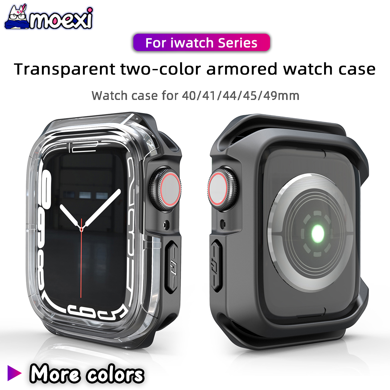 Til hello watch 3 plus etui beskyttelsescover pc+tpu gennemsigtigt tofarvet pansret uretui  h12 dt8 microwear ultra 3 smartwatch