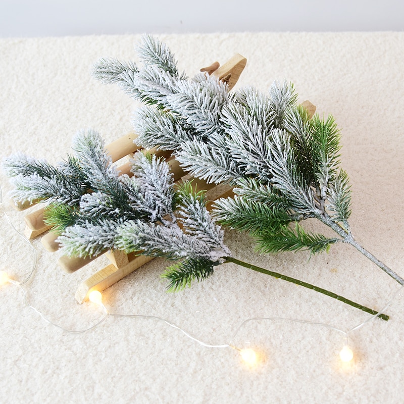 Kunstmatige Ceder Sneeuw Pine Takken Kerstboom Bruiloft Decoraties Xmas Diy Desktop Woonkamer Thuis Keuken Faux Planten