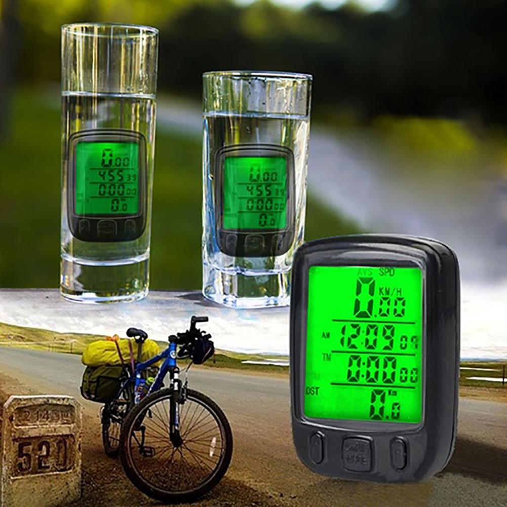 Bicycle Cycling Computer LCD Odometer Waterproof Backlight Bike Cycle Speedometer Waterproof Stopwatch Odometer Backlight Black