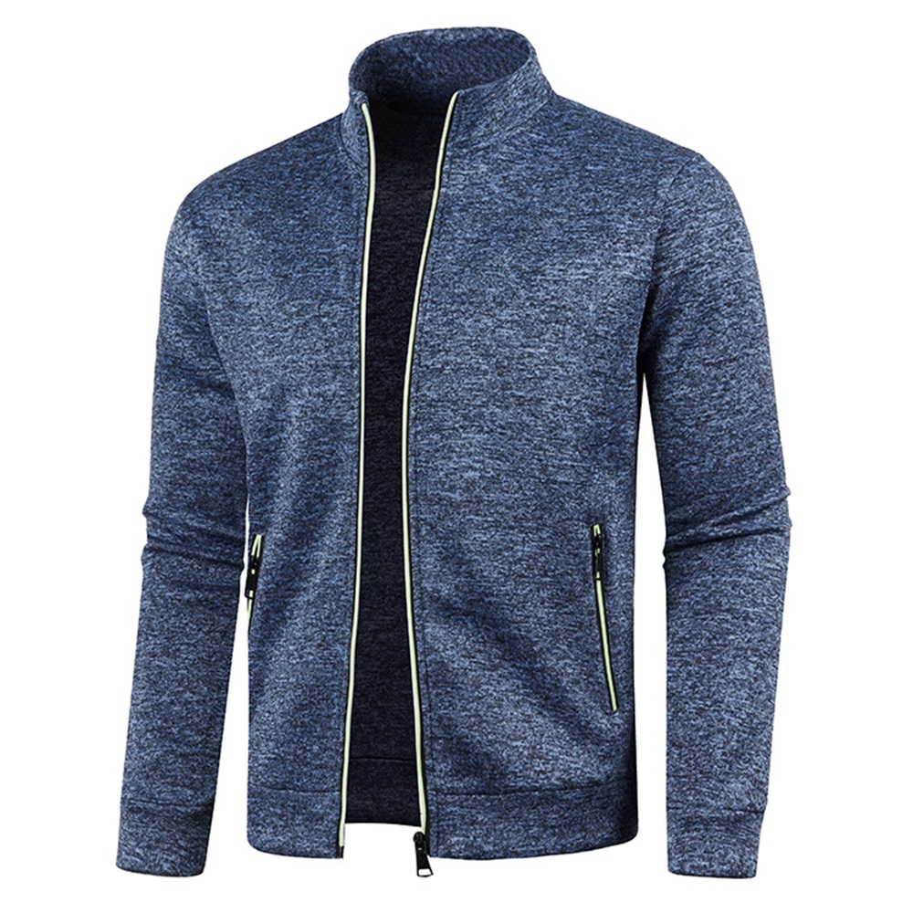 Chaquetas con cremallera para hombre, sudaderas de manga larga con copos de nieve de Color sólido, chaqueta de cuello alto, ropa de calle