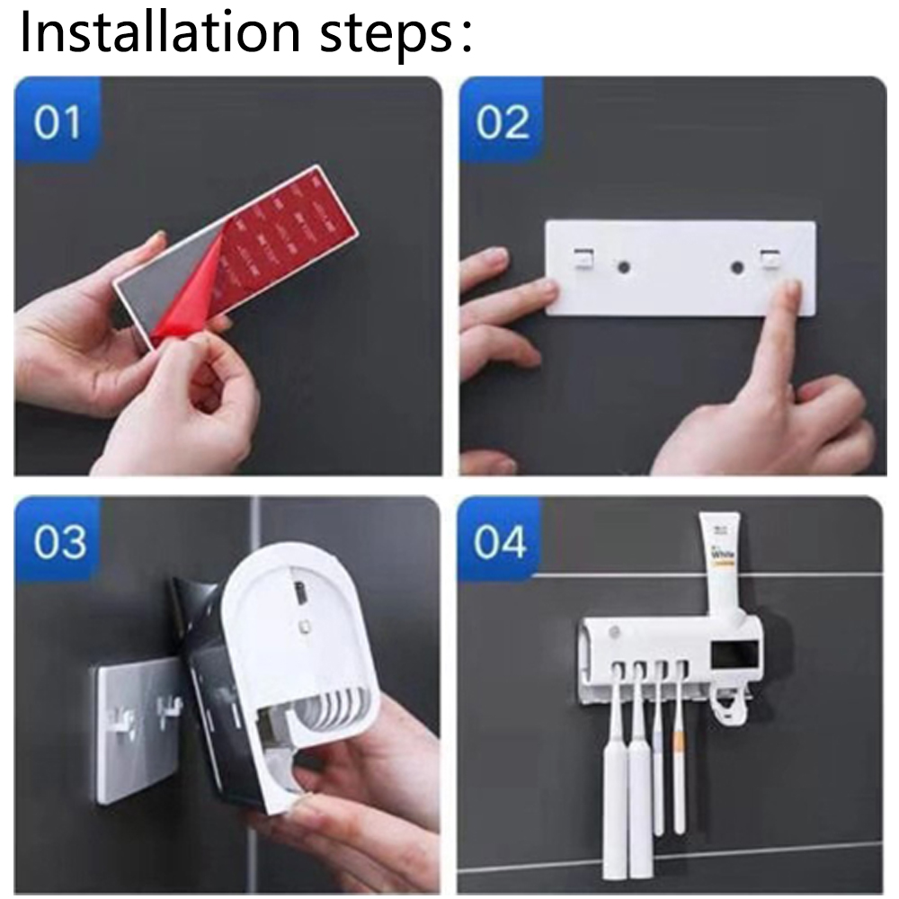 Solar Energy UV Toothbrush Disinfectant Cleaning Agent Storage Bathroom No Need To Charge Toothpaste Dispenser Holder Sanitizer