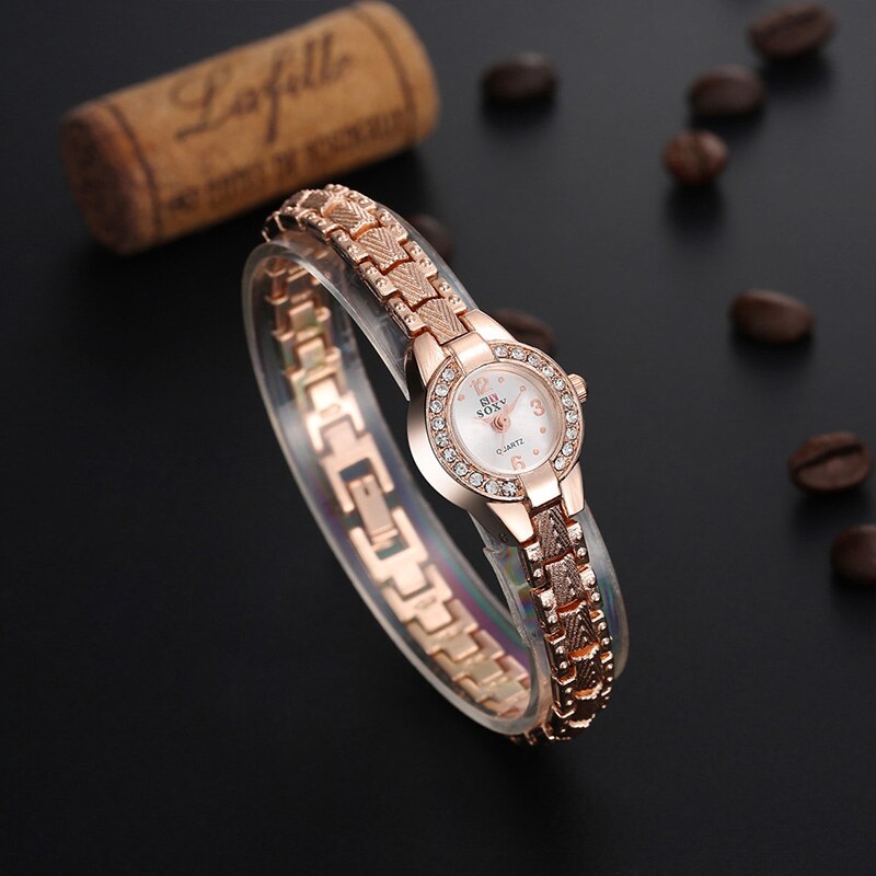 Luxe Rose Goud vrouwen Horloges Mode Armband Horloge Vrouwen Strass Horloges Dames Horloge Klok reloj mujer