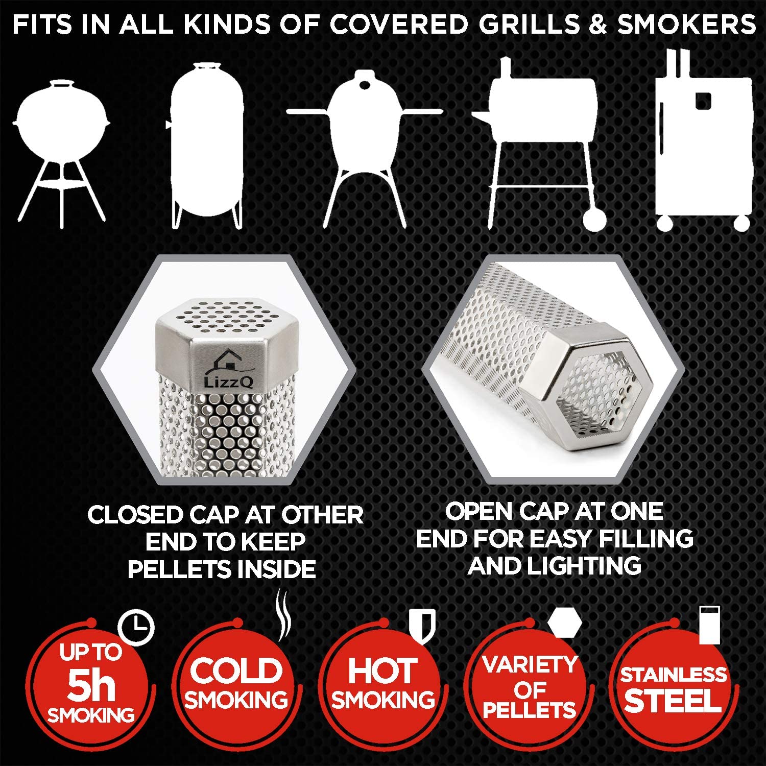 12 inchs premium Pellet Smoker Tube, Portable 304 Stainless steel smoker tube for Any Grill