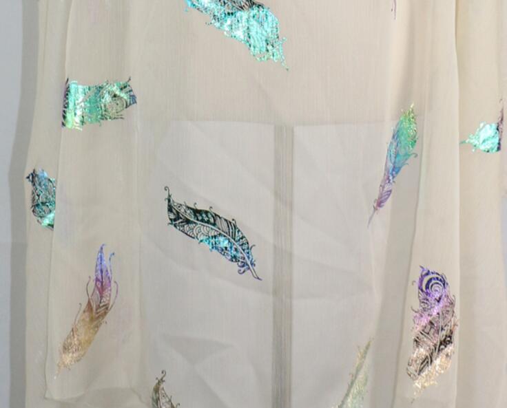 Dancing Dress Cosplay Chiffon Fabric Crepe Thin Magic Feather Fabric Cosplay Sewing Bronzing Wedding Costume DIY: 16 Cream Beige