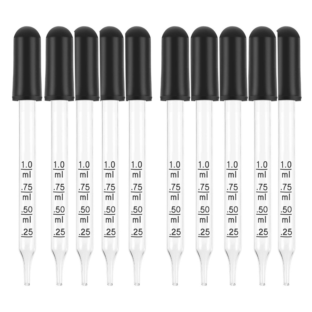 20Pack 1Ml Pipet Voor Etherische Olie Fles Dropper Gekalibreerd Met Rubberen Hoofd Voor Lege Vloeibare Containers: 10PCS