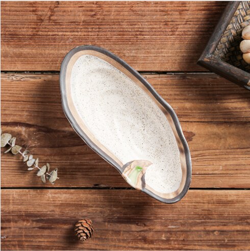 Imitation Oyster Shell Tableware Ceramic Western Plate Restaurant Hotel Ceramic Sushi Plate Cold Dish Home Small Dish: B-M 1PCS