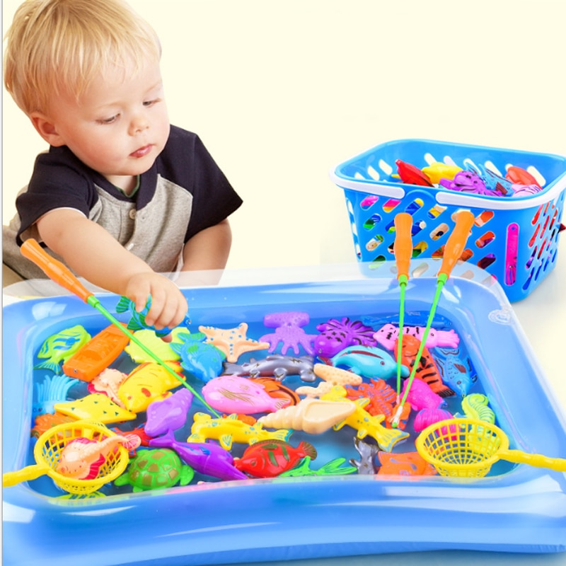 47 Onderdelen/Lot Magnetische Vissen Speelgoed Opblaasbaar Zwembad Staaf Netto Set Voor Kids Kind Model Play Outdoor Vissen Game plastic Vissen Speelgoed