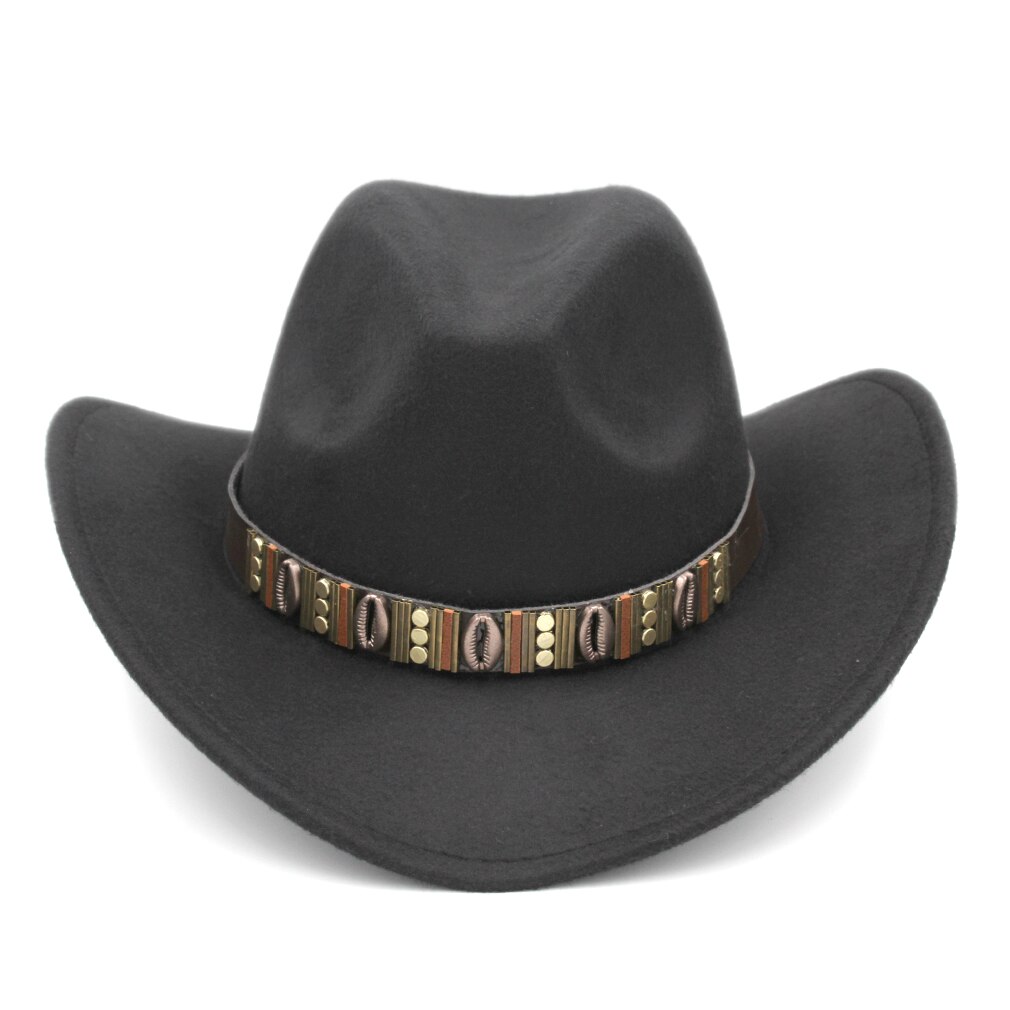 Mistdawn unisex western cowboy ridehat cowgirl kasket stiv bred skygge vinter varmt kostume: Sort