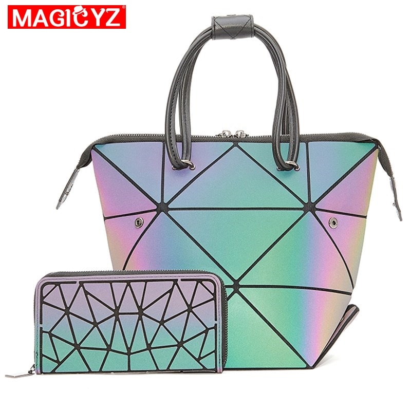 świetlny zestaw Crossbody torby dla kobiet 2020 geometryczne deformować torebki i torebki femme worek holograficzny pani torba na ramię