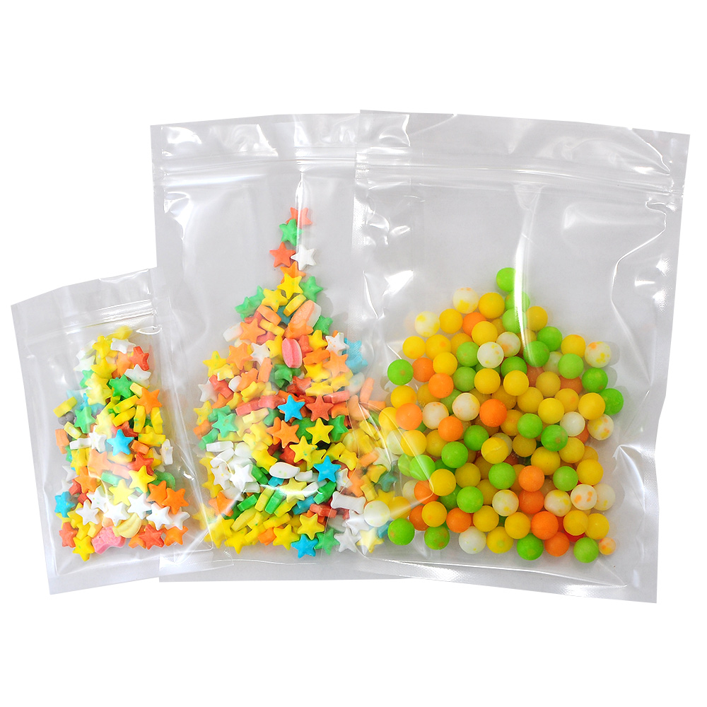 100 stuks transparante plastic zakjes met ritssluiting, herbruikbare hersluitbare plastic zakjes voor snoepjes, koekjes en gedroogd voedsel.