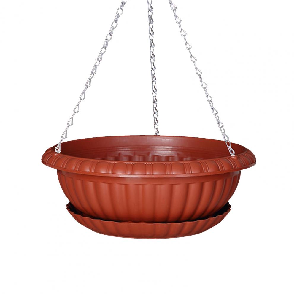 Useful Hanging Flower Pot Breathable Draining Hole Plastic Bar Decorative Hanging Flower Pot: Brick Red
