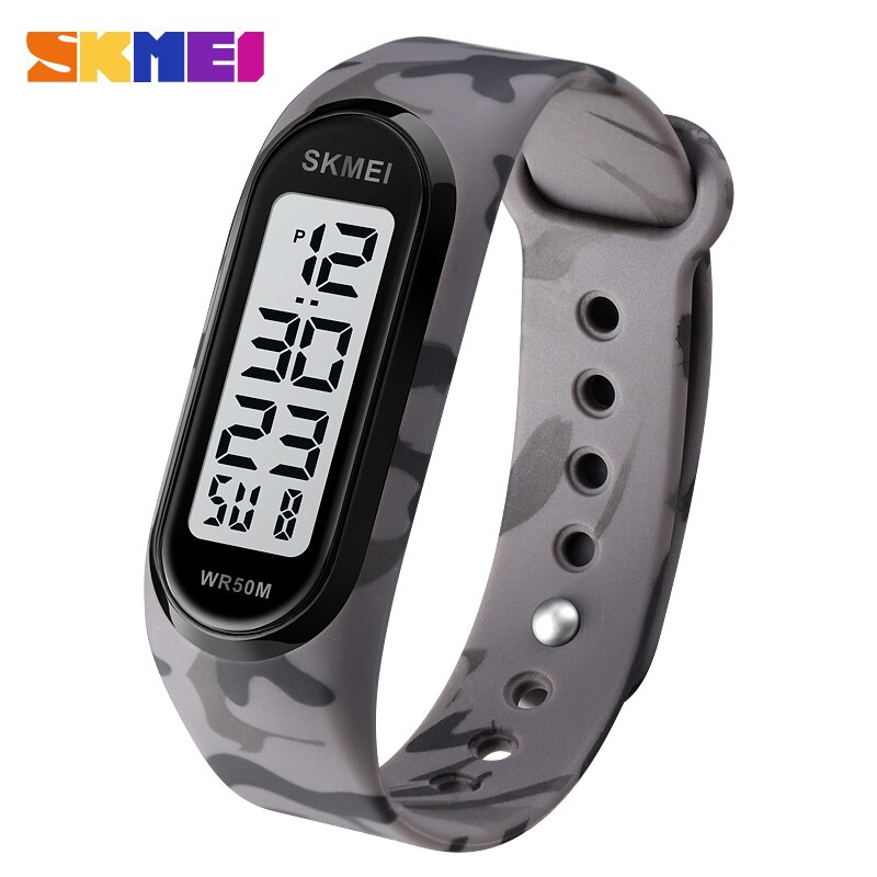 Luxe led-licht digitale horloges merk skmei heren dameshorloge 50m waterdichte datumweergave sport polshorloge reloj hombre klok: Grijswit