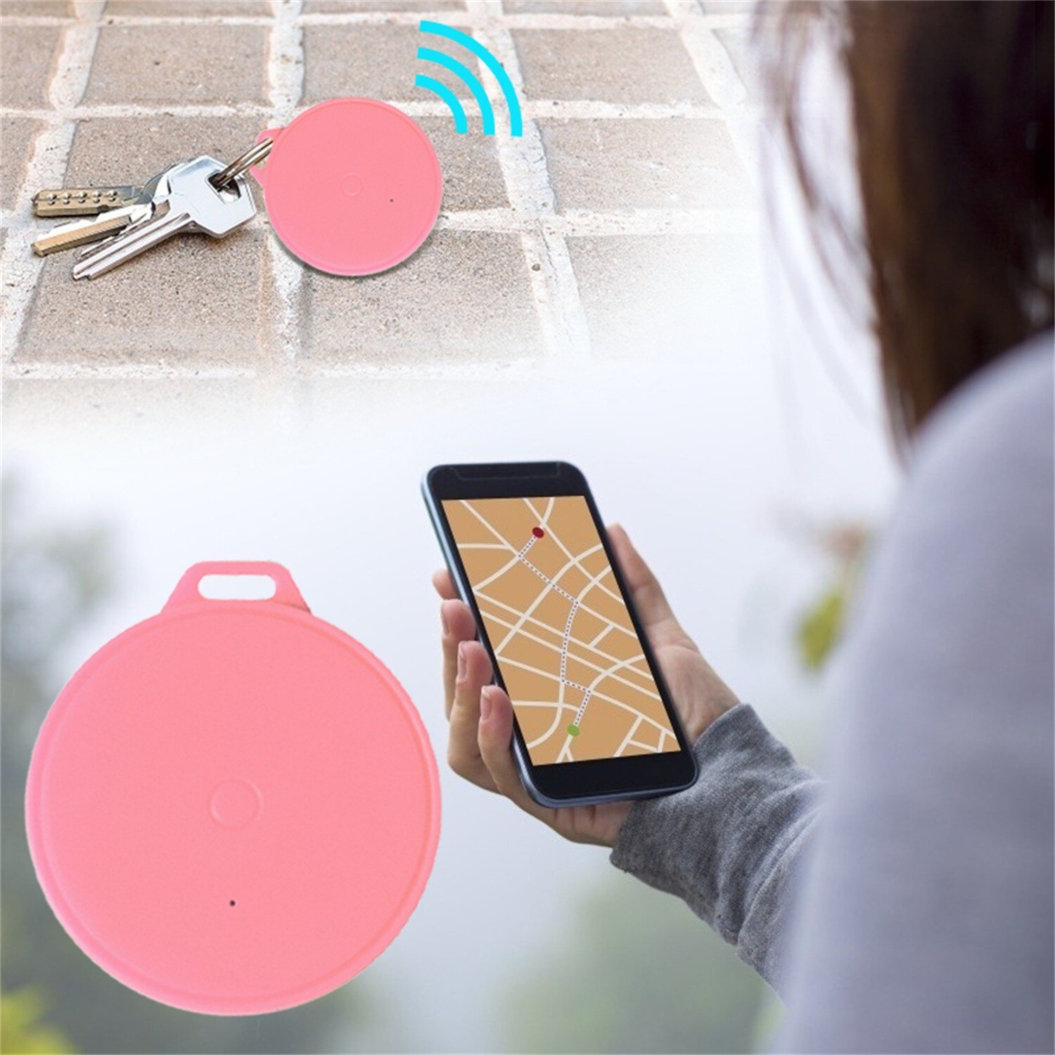 Mini Bluetooth Tracking Device Portable Round Bluetooth Anti-lost Tracker Wireless Smart Key Finder Item Locator