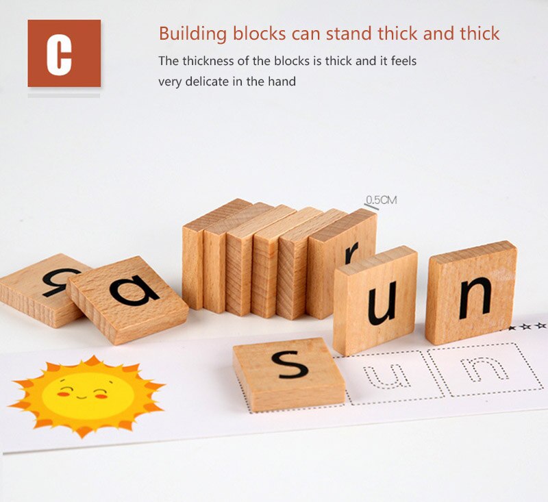 Letter Matching Game 0.44 Children’s Early Learning Words Spelling Letters Early Learning Building Block Toys