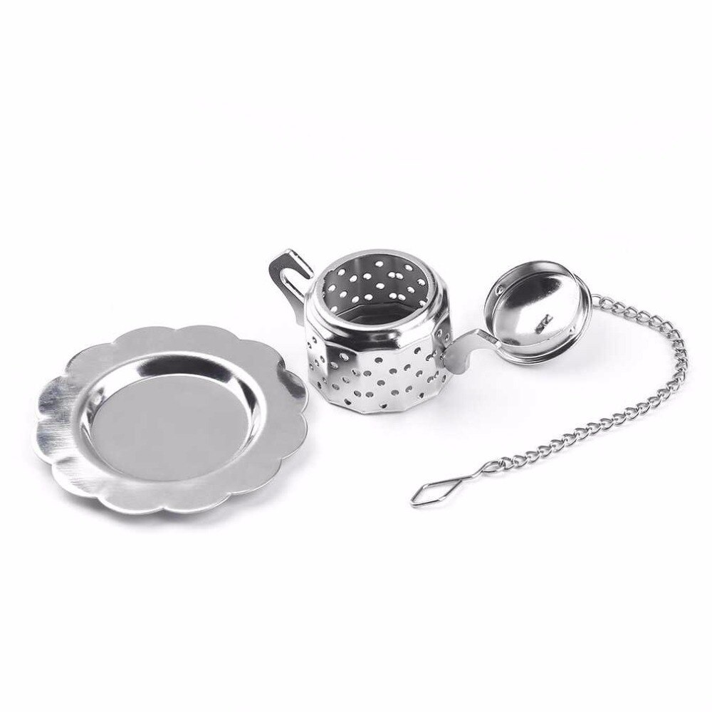Praktische Leuke Duurzaam 304 Roestvrij Staal Theepot Thee Zetgroep Spice Drinken Zeef Kruiden Filter + Lade