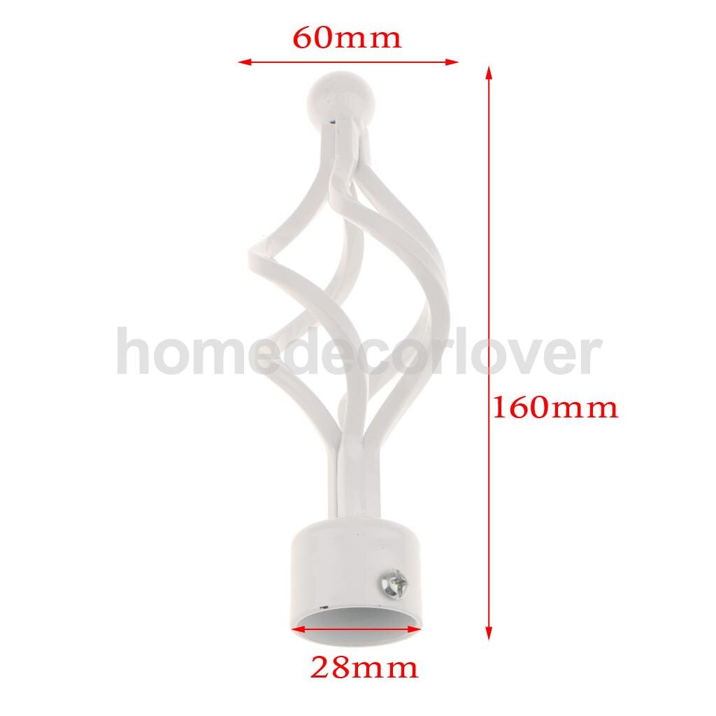 2Pcs Window Curtain Rod Drapery Pole Finals Decorative Heads Cap 28mm Inner Diameter