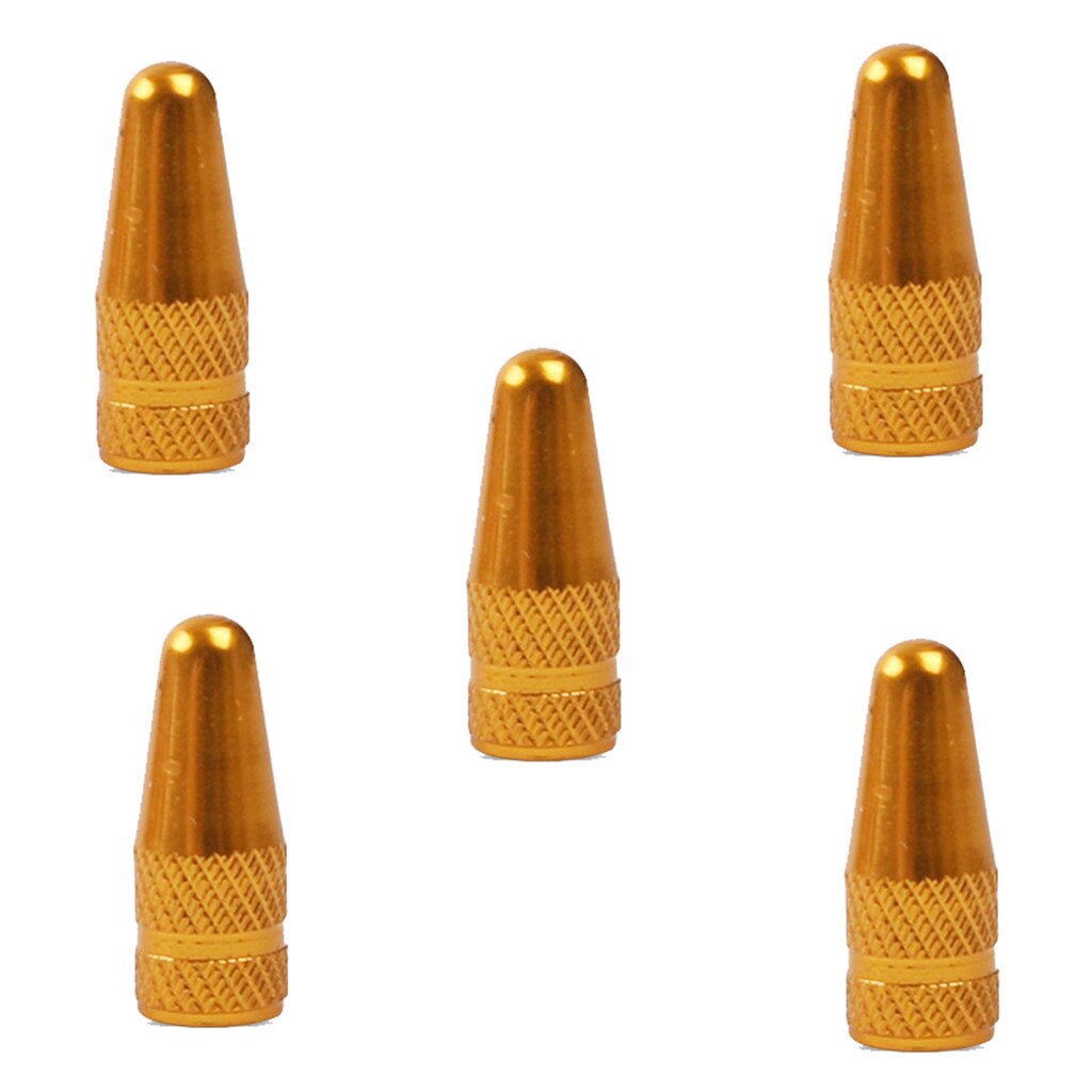 In Voorraad 5Pcs Air Ventieldopjes Aluminium Fiets Ventieldopjes Dust Covers Presta Valve Cap Fiets accessoires: Gold 