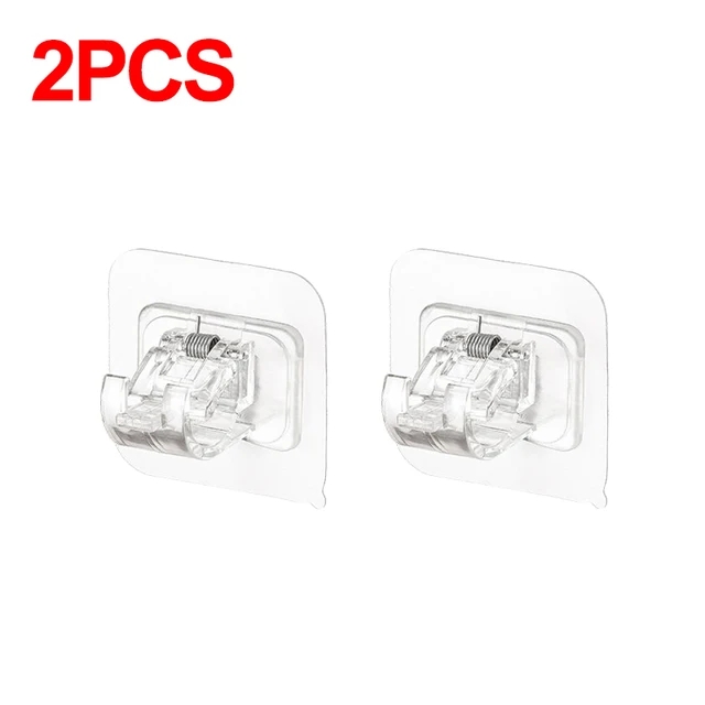 Clip de barra de cortina ajustable, ganchos de pared autoadhesivos, sin perforaciones, soporte colgante para barra de cortina de ducha, accesorios de baño, 2-8 Uds.: Verde claro