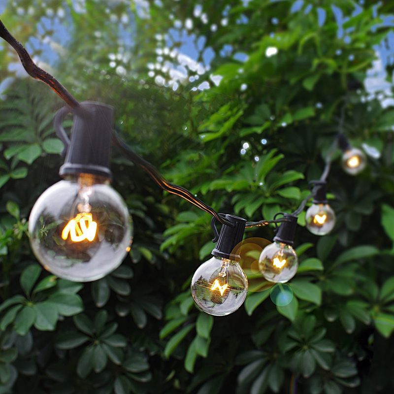 Uteplatsljus  g40 klot fest julslinga ljus, varm vit 25 klara vintage glödlampor 25ft fairy light, dekorativ utomhus girlander