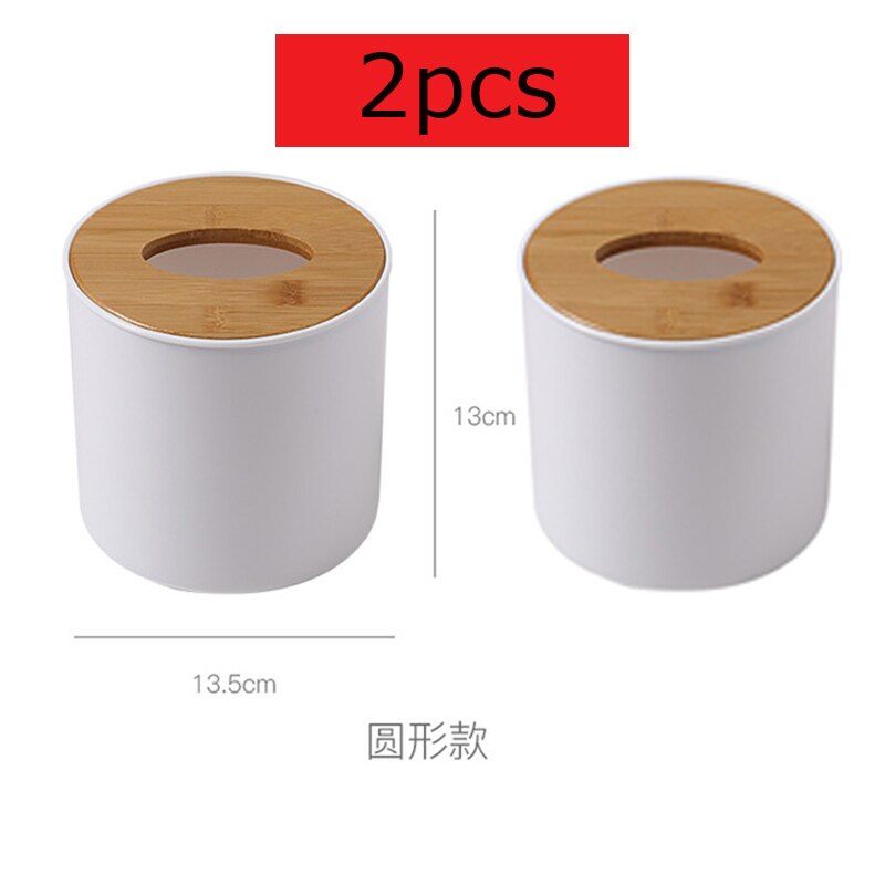 Tissue Box Wooden Cover Toilet Paper Box Solid Wood Napkin Holder Case Simple Stylish Tissue Paper Dispenser Home Car Organizer: B(2PCS)