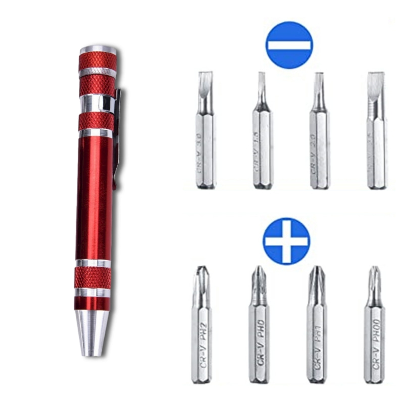 Multifunction 8 In 1 Screwdriver Pen Portable Mini Repair Hand Screwdriver Aluminum Alloy Precision Tools Kit Disassembly Gadget: 4