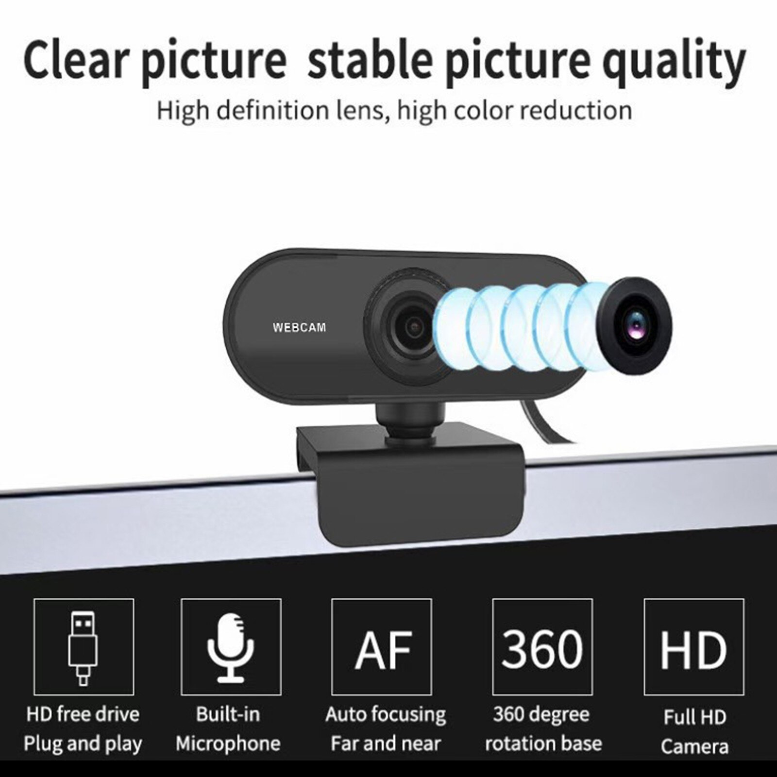 Micro Usb 2mp Webcam Full Hd 1080p Auto Focus Webcam With High-end Microphone Usb Camera For Pc Laptop Web Cam Video Calling