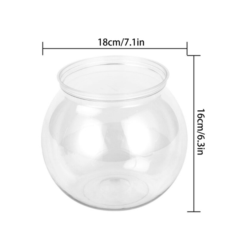 Cuencos de plástico redondos para acuario, cuencos transparentes irrompibles para peces pequeños, 2 tamaños, jarrones para dulces, soporte de Adorno