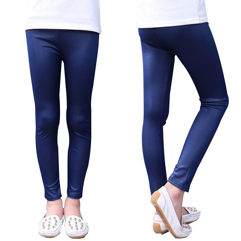 Girls Faux Leather Polyester Spandex Leggings Children Pants Leather Girls Pants 3-12Y S2
