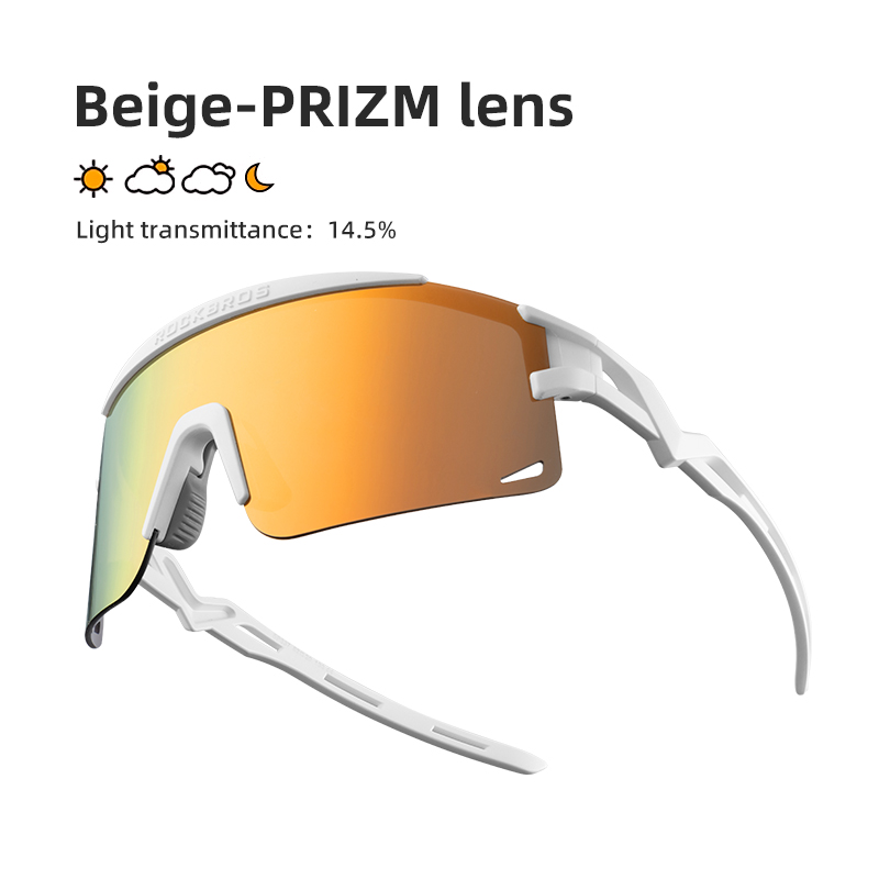 Rockbros óculos de ciclismo fotocromáticos para homens e mulheres, óculos de sol ultraleve para ciclismo durante todo o dia, meia armação, proteção uv, estrada: Dourado