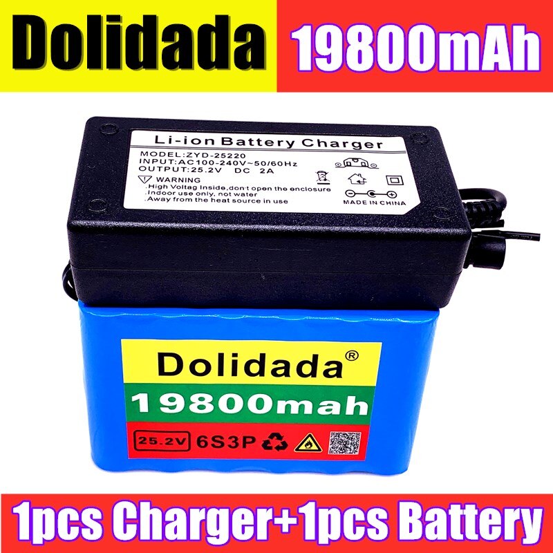 6s3p 24V 19800Mah 18650 Batterij Lithium Batterij 25.2V 19800Mah Elektrische Fiets Bromfiets/Elektrische/Li ion Accu Met Lader