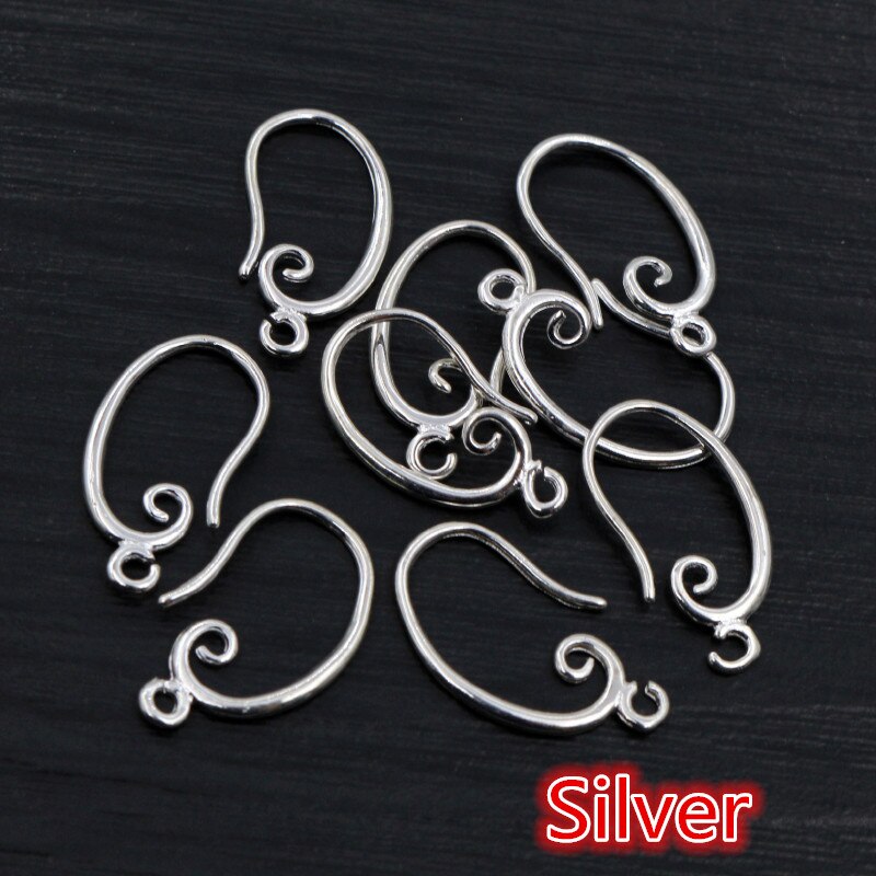 10Pcs 19X11Mm Klassieke 8 Kleuren Plated Messing Franse Earring Haken Draad Instellingen Base Instellingen hele: Silver