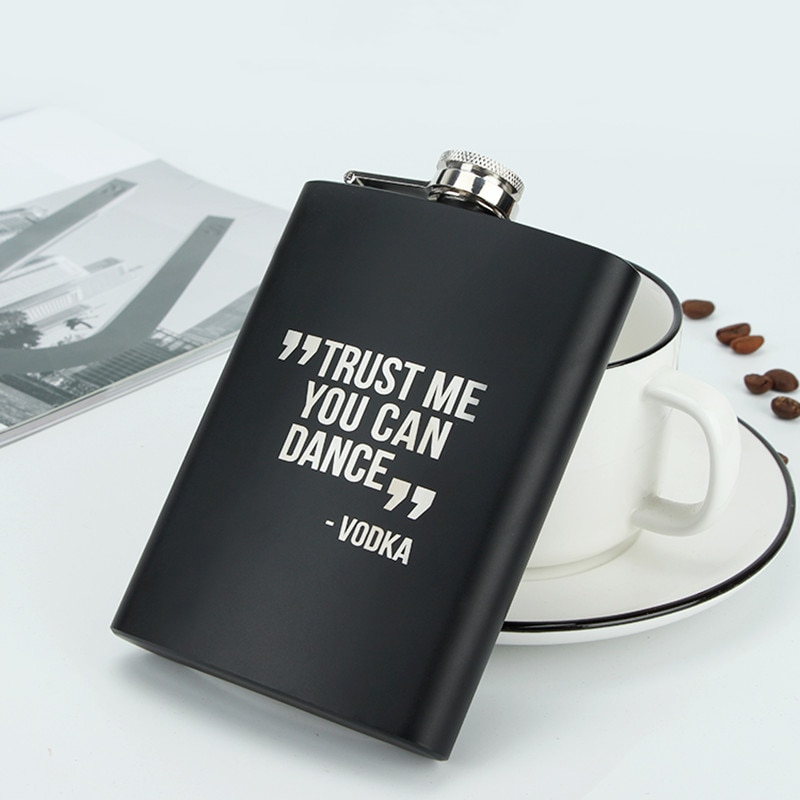 8oz Stainless Steel Hip Flask Black Paint Alcohol Flagon Whiskey Wine Bottle Travel Drinkware For