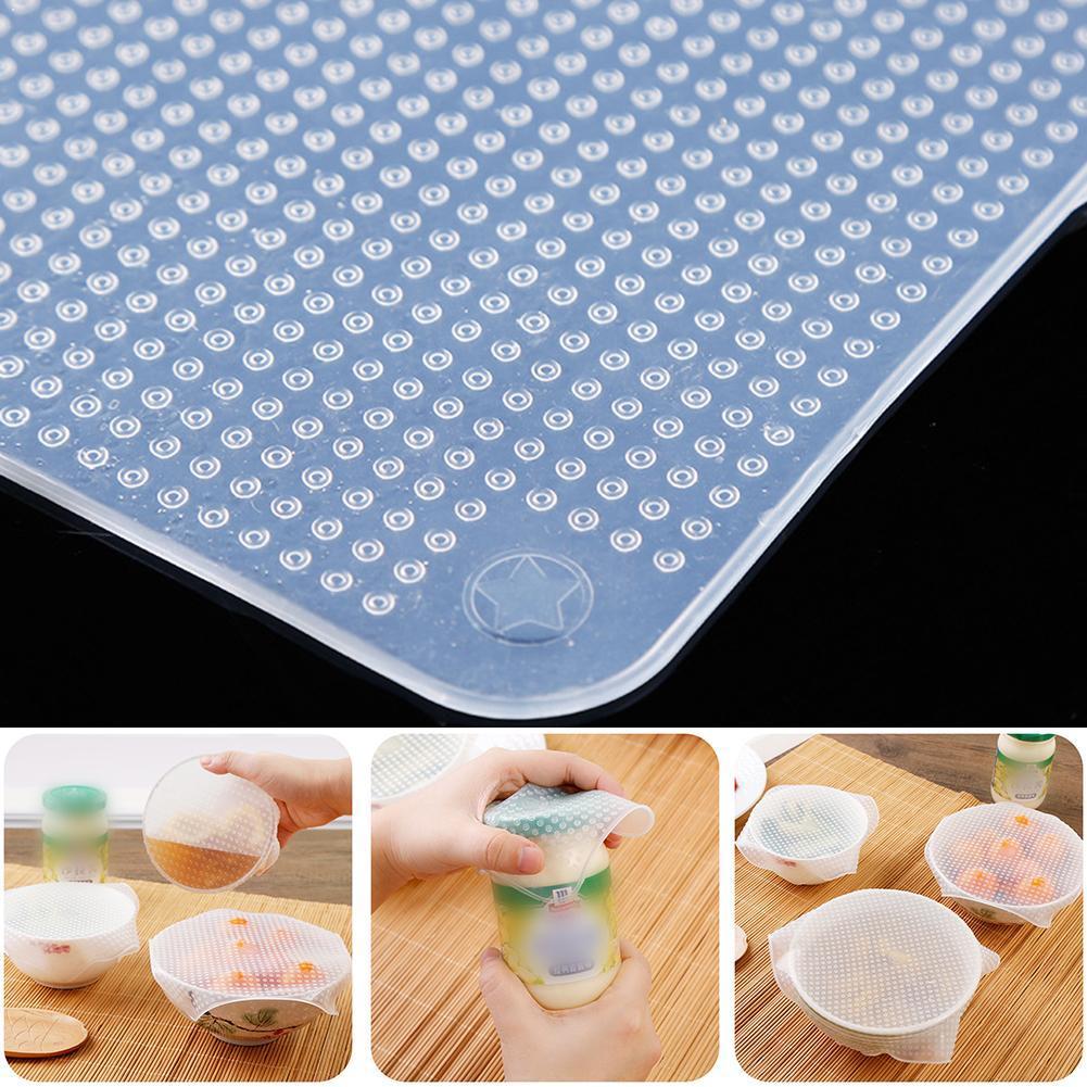 1Pcs Food Grade Transparent Silicone Sealing Cap Stretchable I0S4 Heating Oven Refrigerator Microwave Cling Film Lid J4P6