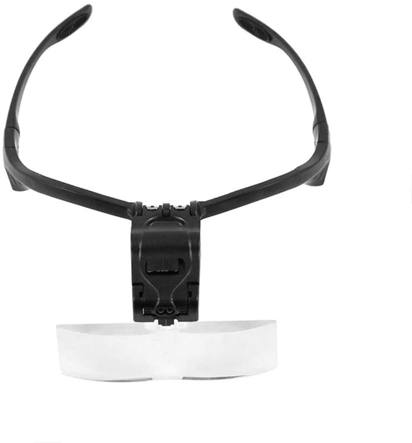 Banda para la cabeza, lupa de reparación de ojos con lupa de 2 luces LED 1,0/1,5/2,0/2,5/3,5x5PC, gafas, lupa de lente óptica (sin batería)