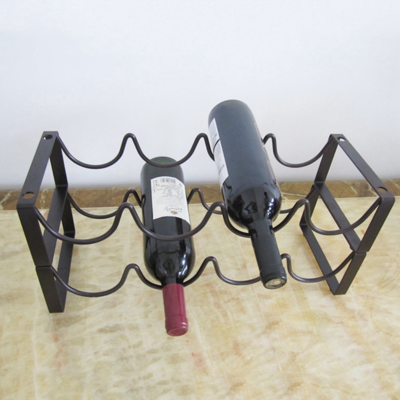 Vintage Retro Sterke Creatieve Draad Wijnrek Flessen Wijn Display Rack Stand Opslag Houdt 4 Flessen Thuis Accessoire