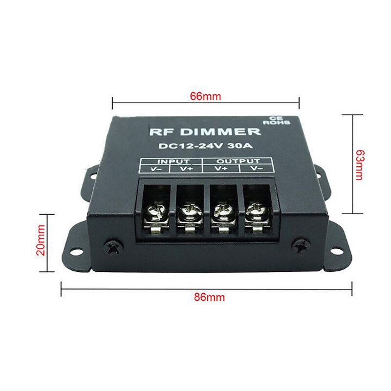 1 Set 3 Key RF High Power Wireless Remote Control Dimmer DC 12V-24V 30A Dimming Switch for Monochrome LED Lights Strip
