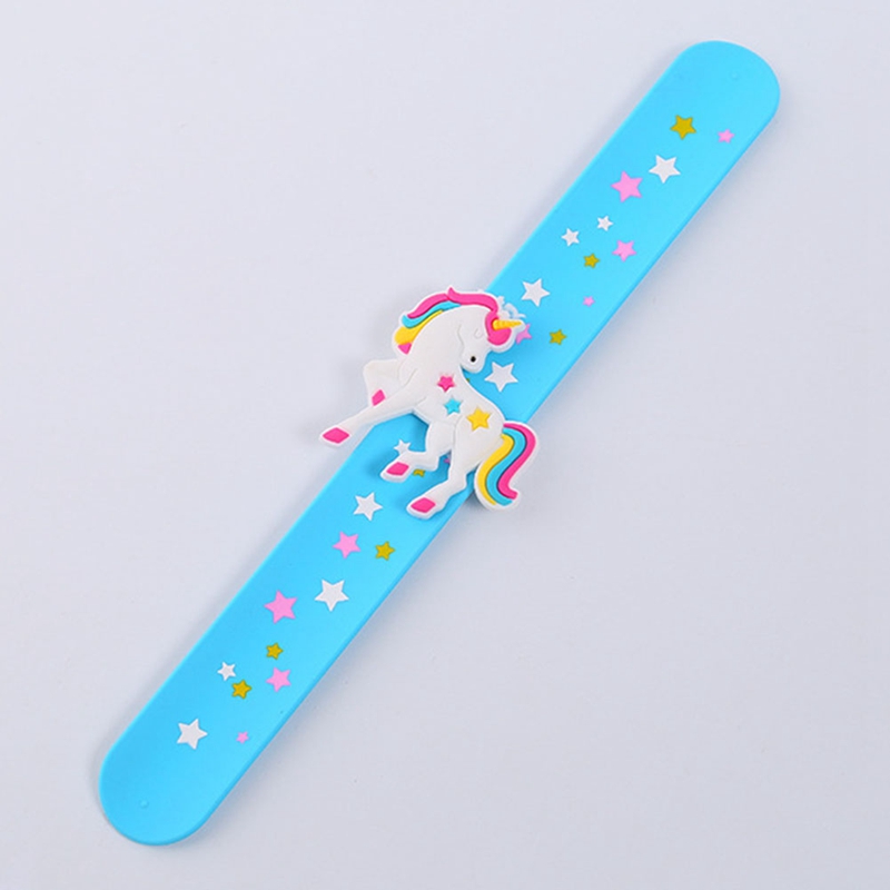 Kid Children Girl Boy Star Printing Colorful Unicorn Wristband Flexible Wrap Slap Bracelet Animal Enfant Bangle: BL