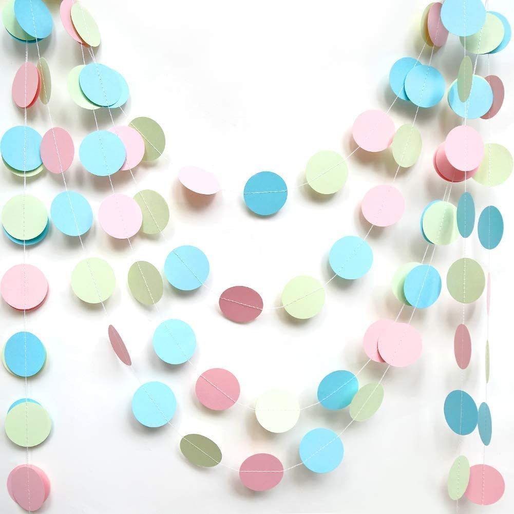 Royal Blue Paper Circle Garland Hanging Boy Kids Ocean Themed Hanging Birthday Party Banner Backdrop Baby Shower Wall Decoration: Pink Blue Green