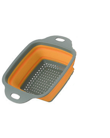 Panier de vidange pliable silicone lavage fruits évier carré égouttoir rond en plastique filtre tamis légumes vannerie YHJ120911: Orange / S