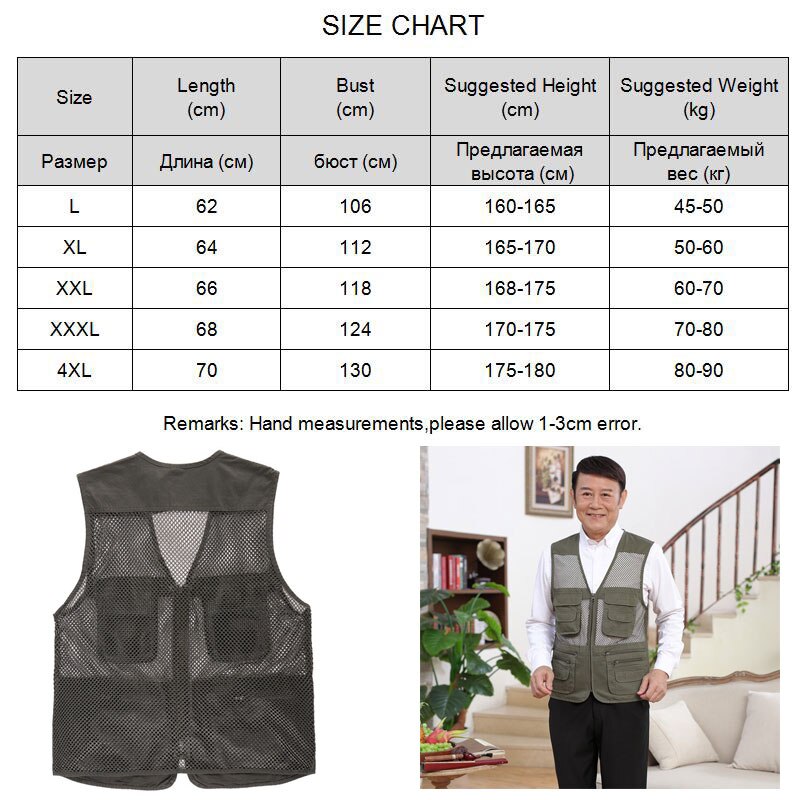 Plus size casual vest heren ademend katoenen vliegvisvest buitensporten zakken vest bergbeklimmen fotografie vesten