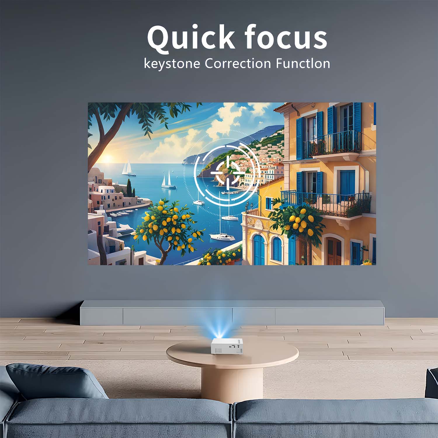 Projector Ultra Slim, HDMI USB Interfaces, Built-in Speaker, EU/US Plug Selection, Space-saving for Office